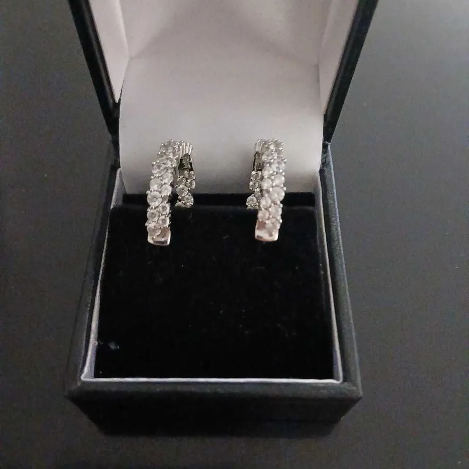 DIAMONIQUE 3CT TW HOOP EARRINGS STERLING SILVER