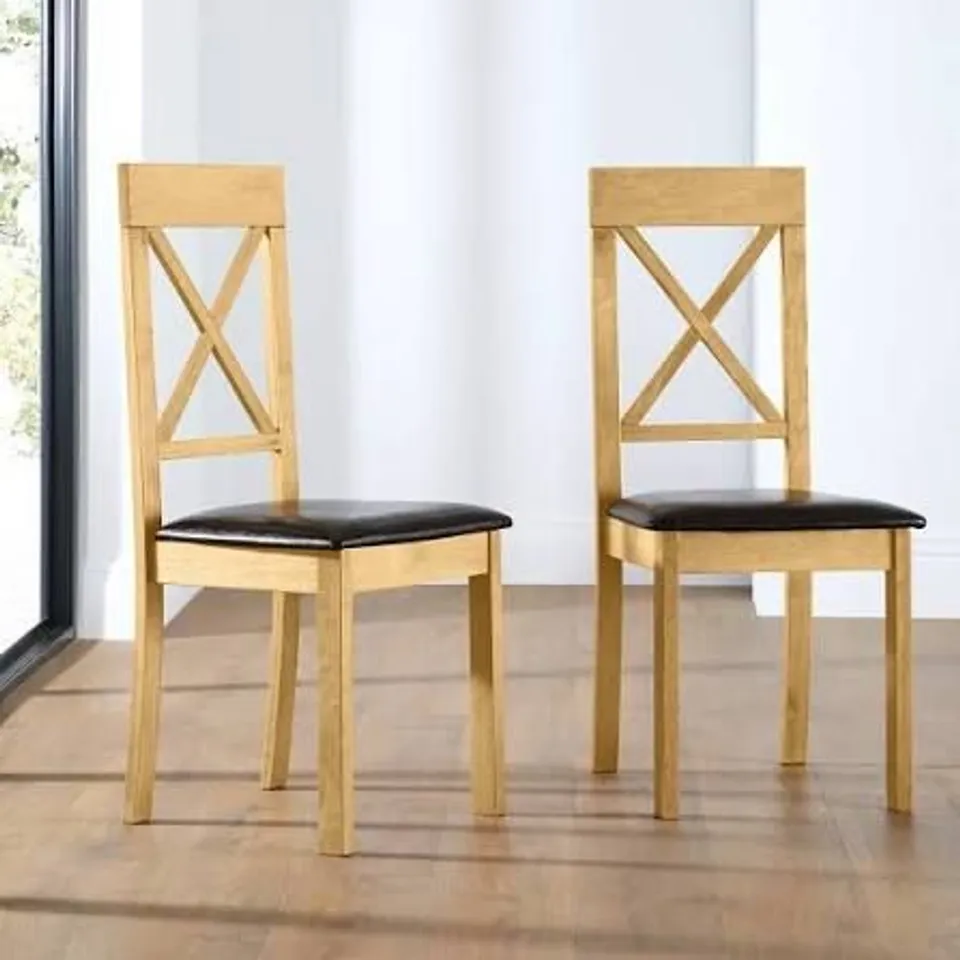 BOXED KENDAL OAK DINING CHAIR - BROWN SEAT