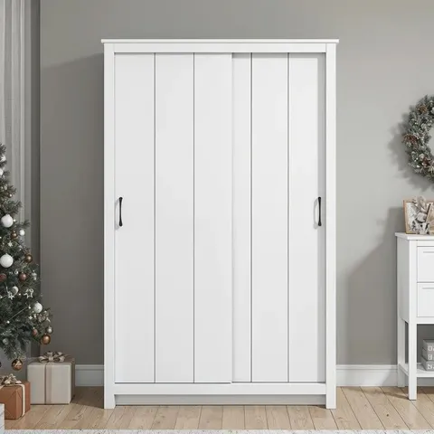 BOXED LIMESTONE 2 DOOR SLIDING WARDROBE - WHITE (2 BOXES)