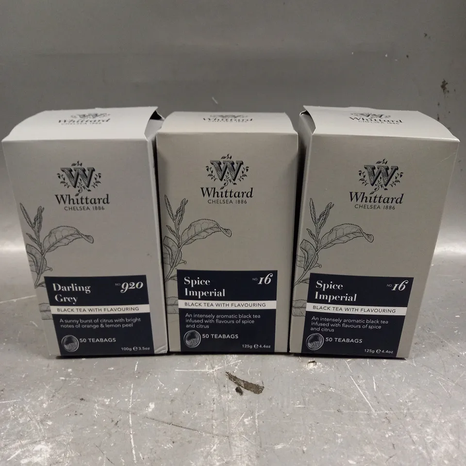 3 X SEALED WHITTARD BLACK TEA PACKS TO INCLUDE DARLING GREY & SPICE IMPERIAL 