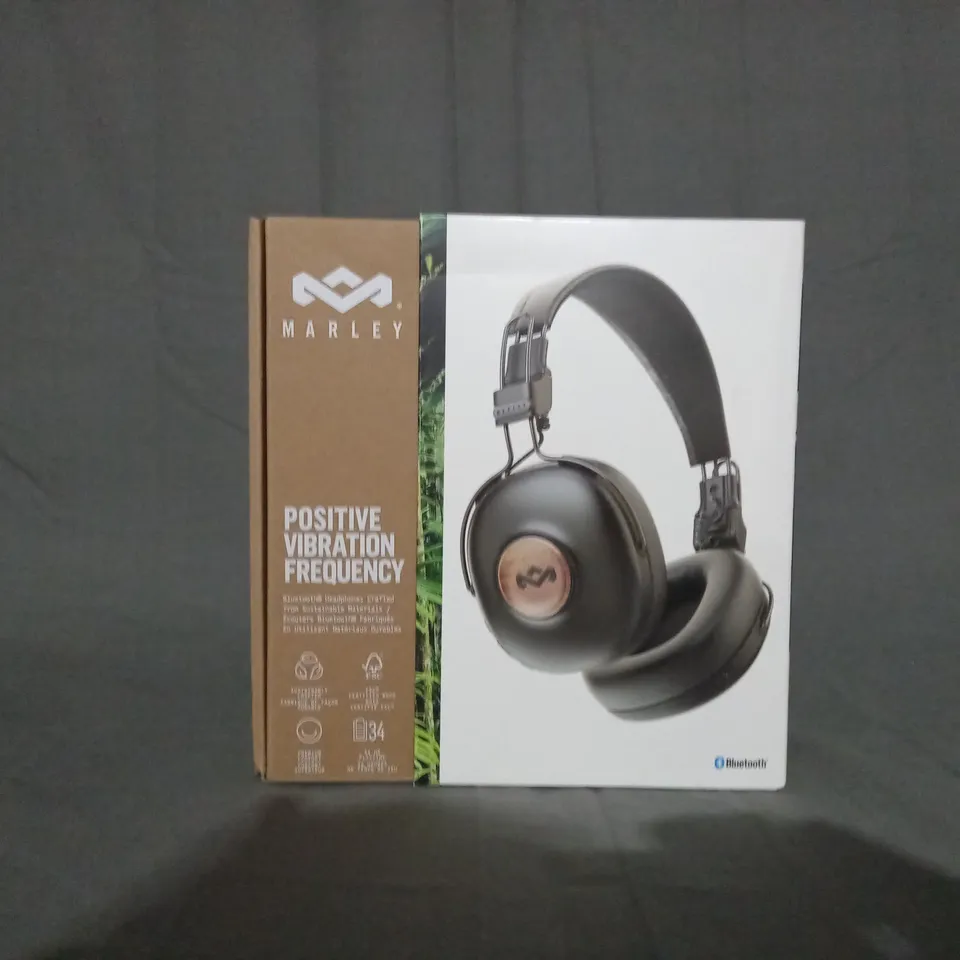 BOXED HOUSE OF MARLEY POSITIVE VIBRATION FREQUENCY BLUETOOTH HEADPHONES