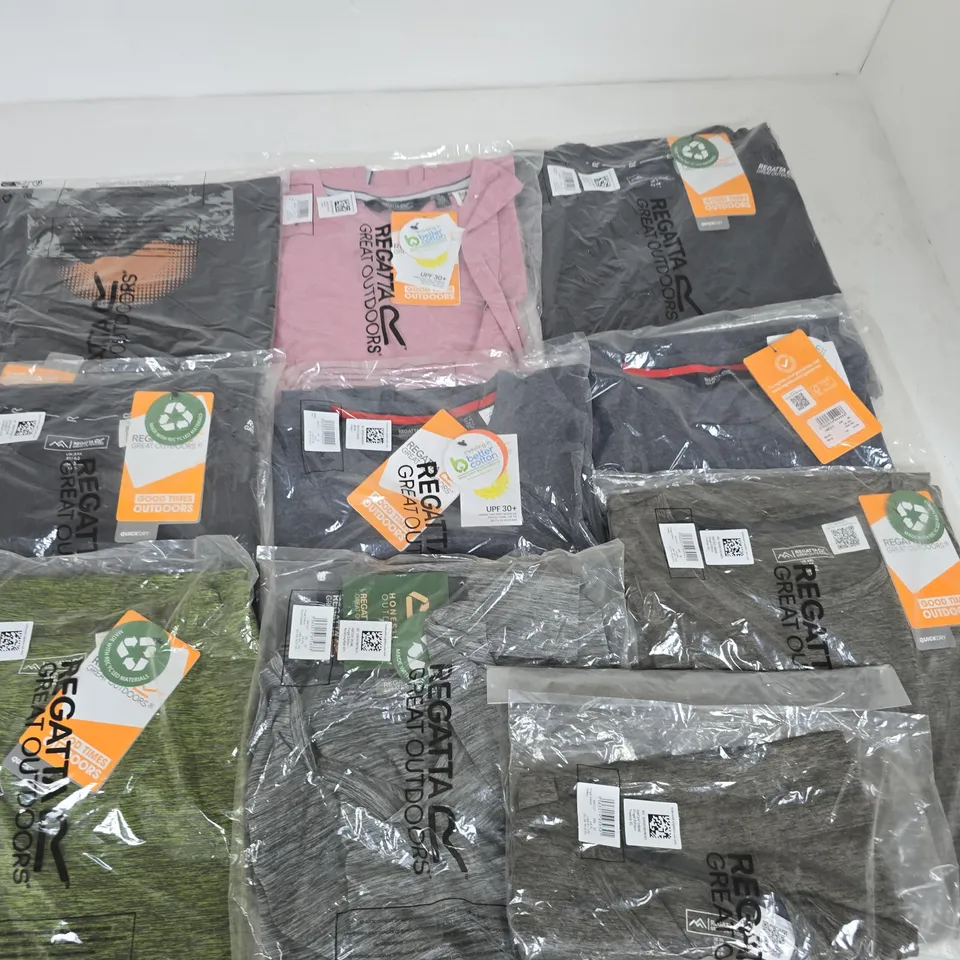 LOT OF 10 ASSORTED BRAND NEW REGATTA T-SHIRTS IN VARIOUS STYLES, COLOURS AND SIZES
