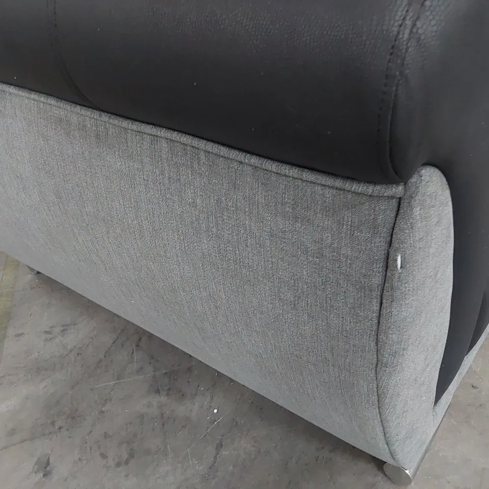 DESIGNER CORNER GROUP BLACK FAUX LEATHER & GREY FABRIC WITH SCATTER CUSHIONS 