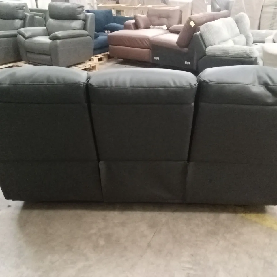 ROTHBURY LUXURY FAUX LEATHER HIGH BACK 3 SEATER MANUAL RECLINER SOFA - BLACK RRP £729