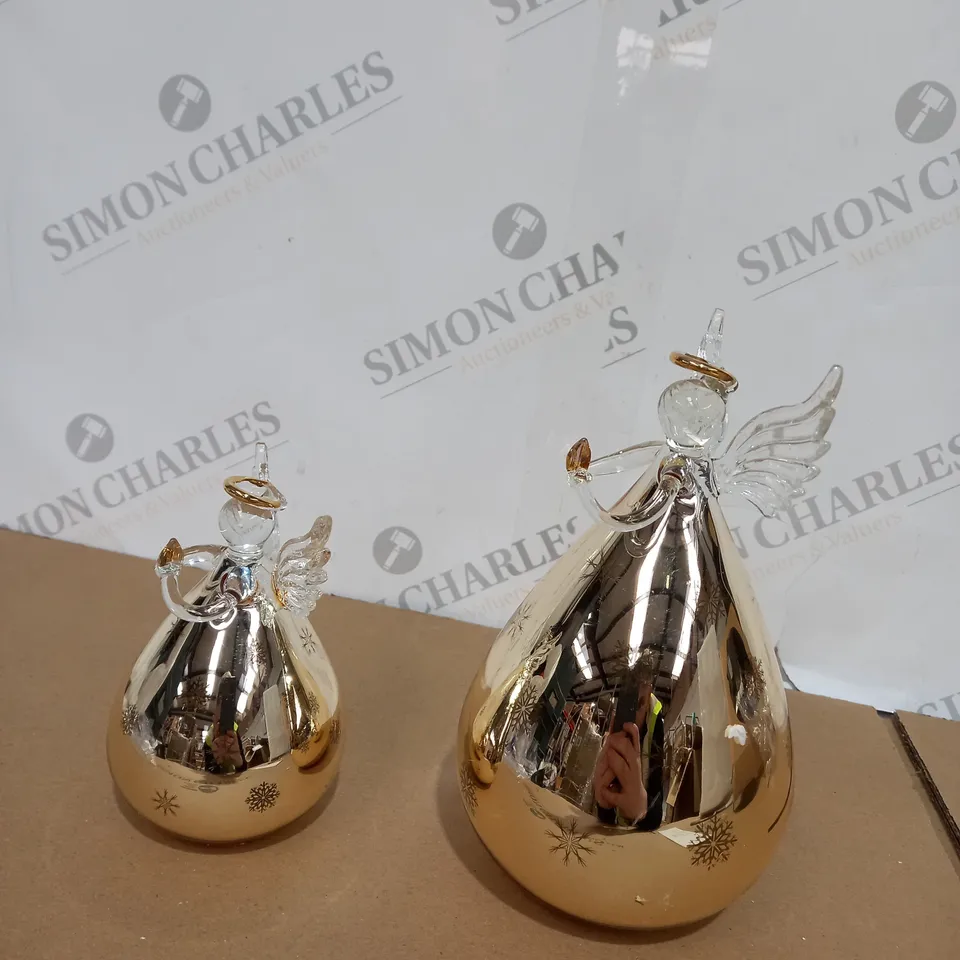 2 X BOXED DECORATIVE CHRISTMAS ORNAMENTS GOLD GLASS