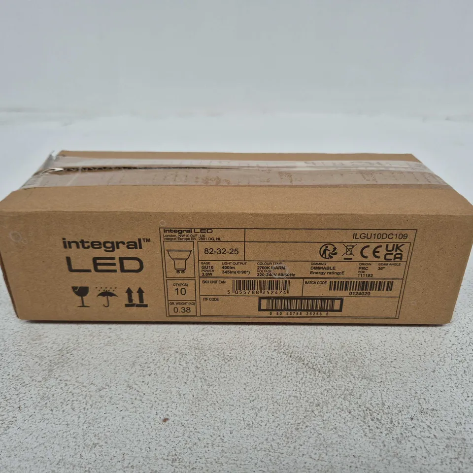 BOXED SET OF 10 INTEGRAL LED GU10 BULB 400LM 3.6W 2700K DIMMABLE