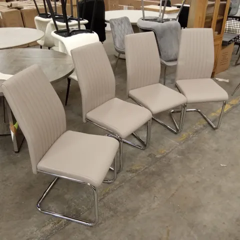 SET OF 4 DESIGNER FAUX LEATHER DINING CHAIRS