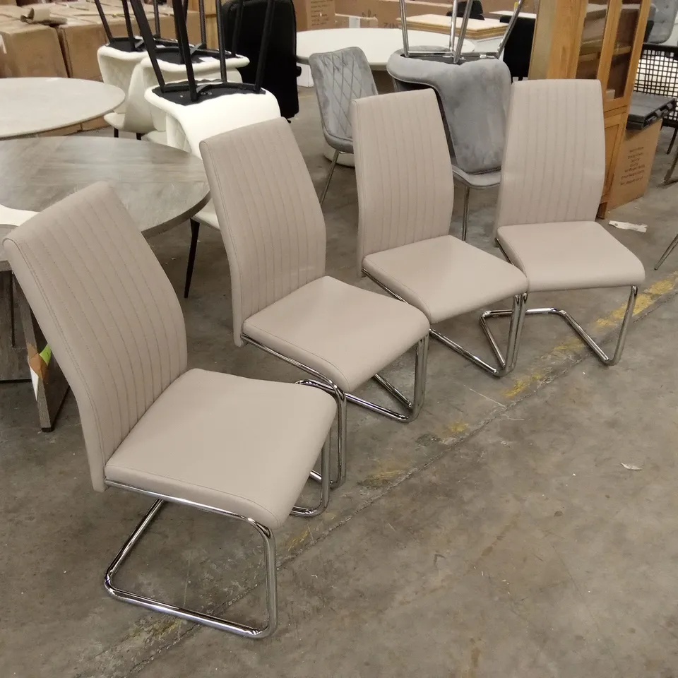 SET OF 4 DESIGNER FAUX LEATHER DINING CHAIRS