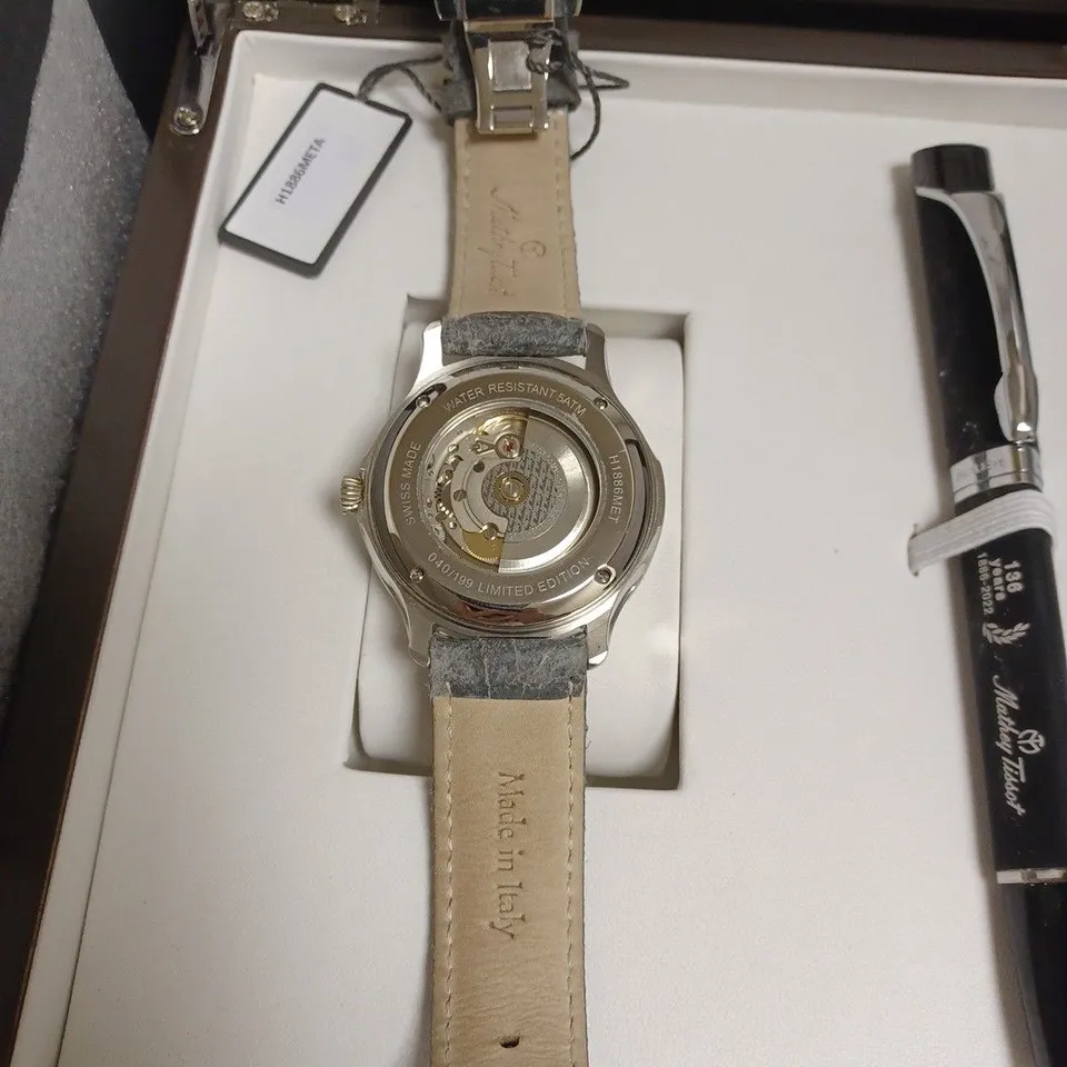 BOXED MATHEY TISSOT GENTS LTD ED METEORITE WATCH WITH PEN