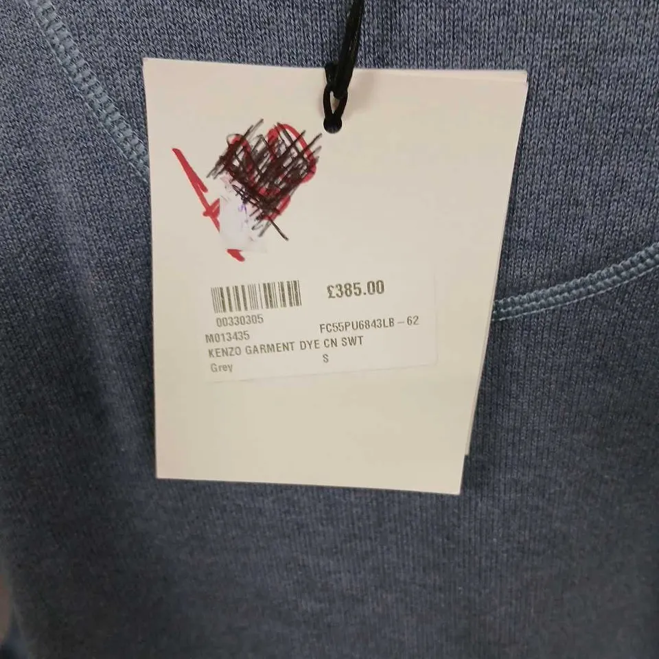 KENZO GARMENT-DYED SWEATSHIRT – GREY – SIZE S