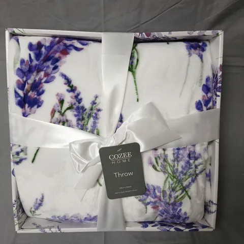 Cozee Home Throw – Floral Lavender Blanket 152 x 203 cm