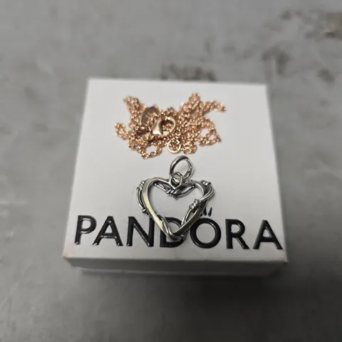 BOXED PANDORA ROSE GOLD NECKLACE WITH HEART PENDANT 