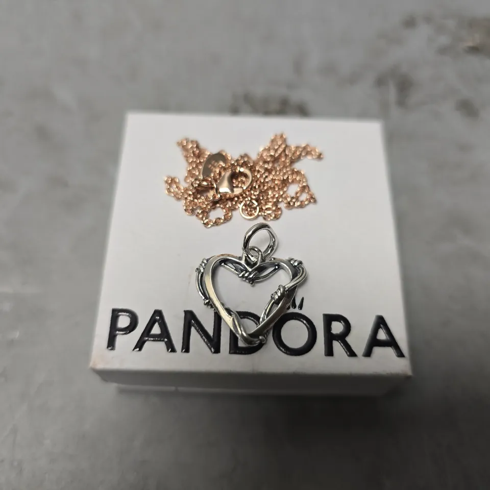 BOXED PANDORA ROSE GOLD NECKLACE WITH HEART PENDANT 
