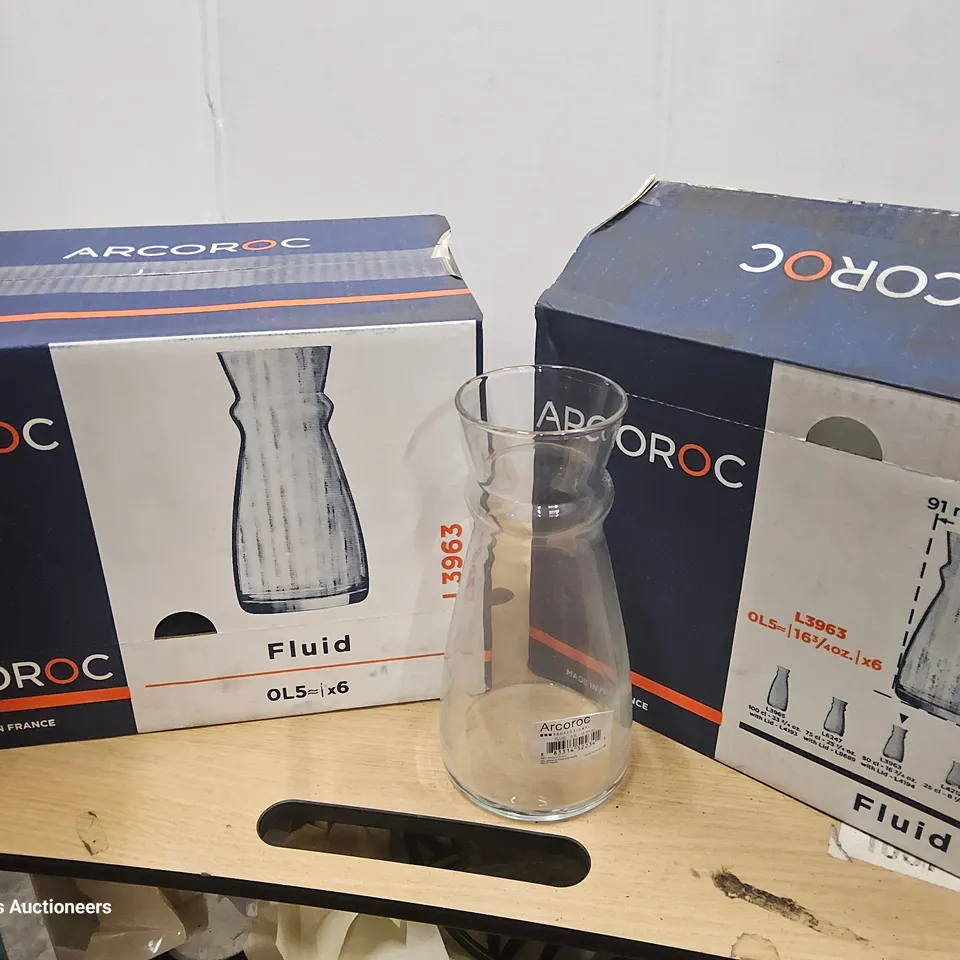 TWO CASES OF 6 ARCOROC FLUID CARAFFS 0.5L