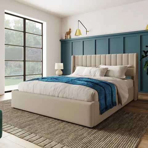 BOXED UPHOLSTERED OTTOMAN STORAGE BED - SIZE UNSPECIFIED (2 BOXES)