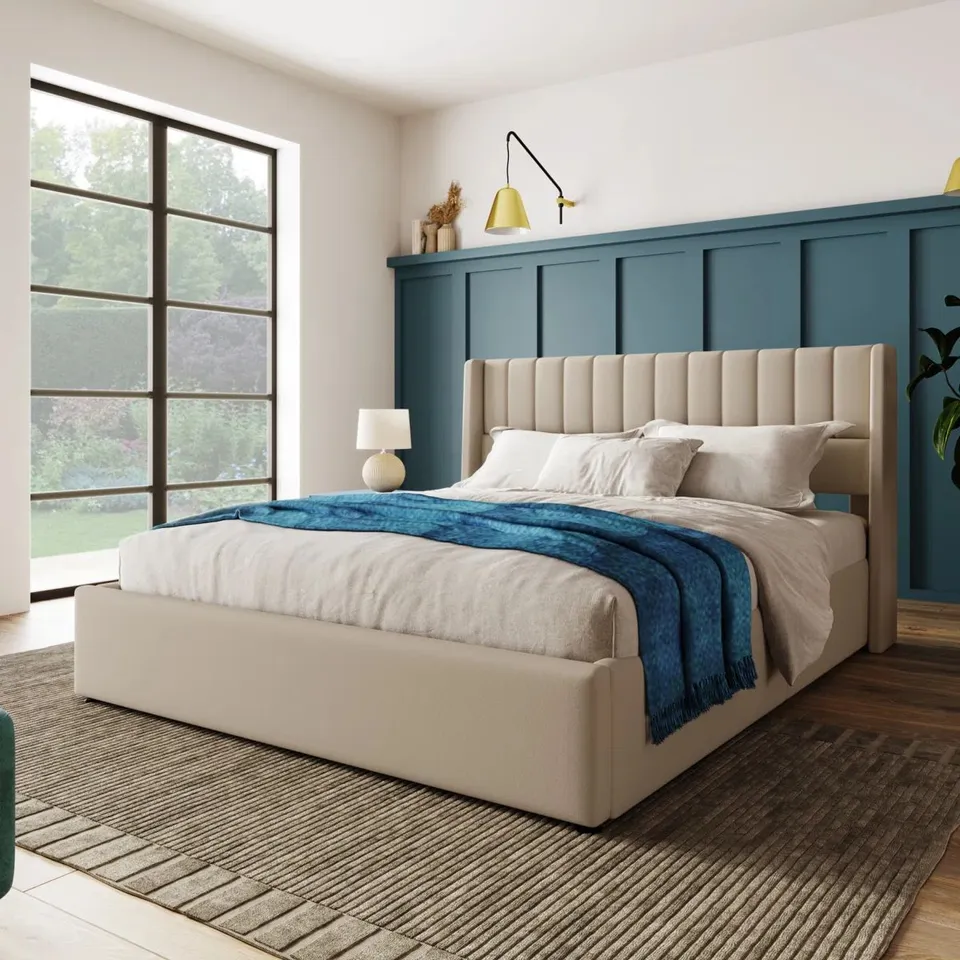 BOXED UPHOLSTERED OTTOMAN STORAGE BED - SIZE UNSPECIFIED (2 BOXES)