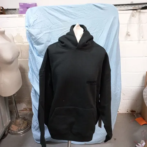 FEAR OF GOD ESSENTIALS HOODIE – BLACK CHEST LOGO, XS (UK XS) – PULLOVER