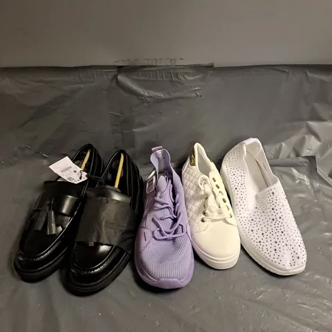 BOX OF APPROXIMATELY 15 PAIRS OF ASSORTED SHOES IN VARIOUS COLOUR, STYLES AND SIZES