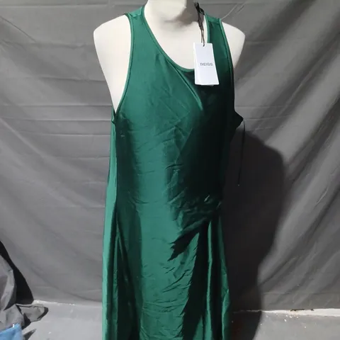 REISS DARK GREEN LOW NECK DRESS - UK 14