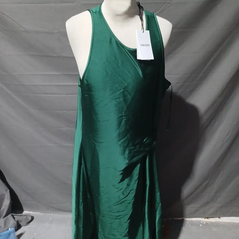 REISS DARK GREEN LOW NECK DRESS - UK 14 