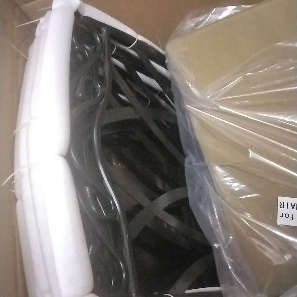 BOXED 4 PCS BLACK METAL CHAIRS WITH OLIVE CUSHIONS 