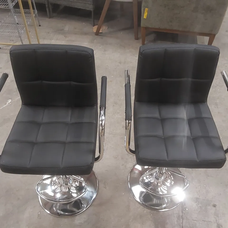 PAIR OF DESIGNER FAUX LEATHER BAR STOOLS
