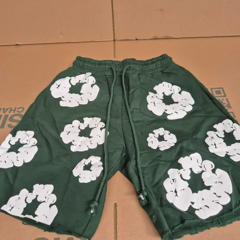 DENIM TEARS X AFRICAN DIASPORA GOODS SHORTS – GREEN, SIZE M, MADE IN PORTUGAL