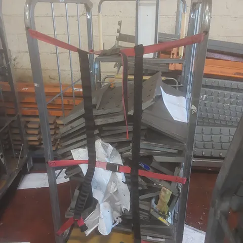 CAGE TO CONTAIN AN ASSORTMENT OF COMMERCIAL WAREHOUSE RACKING PARTS AND PIECES - CAGE NOT INCLUDED