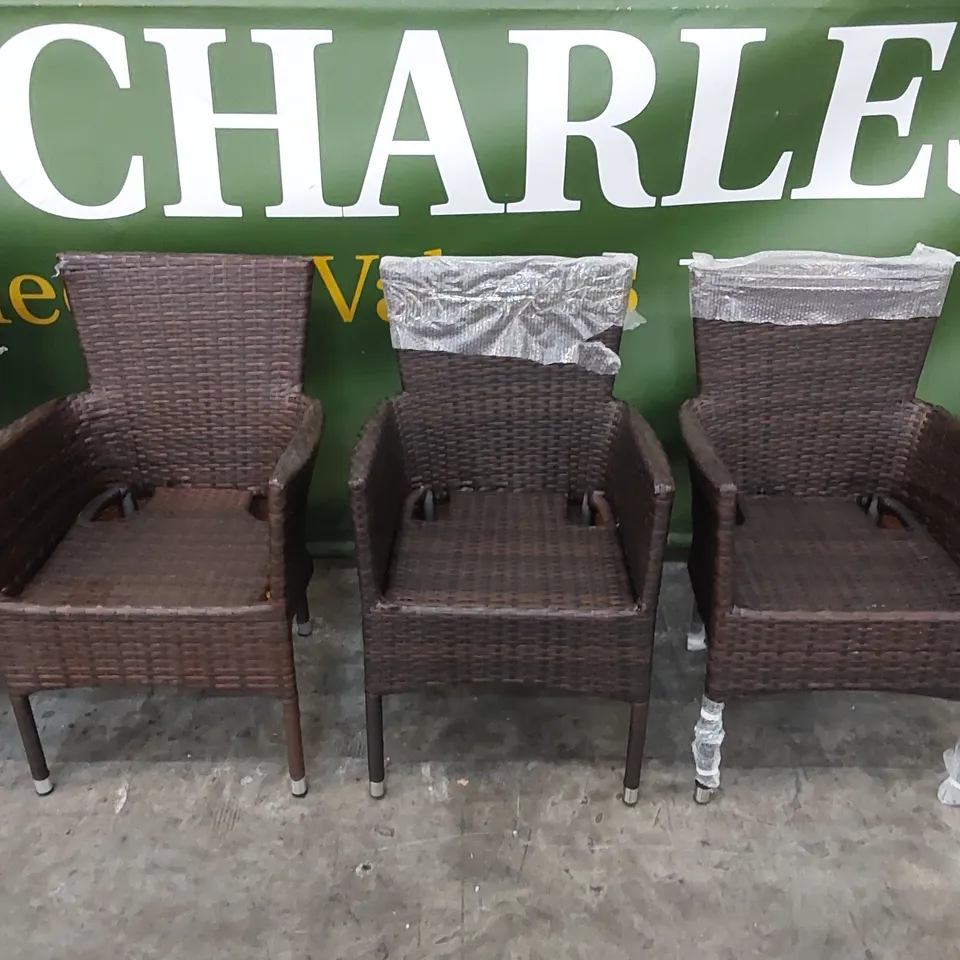 DESIGNER SET OF 6 CHOCOLATE MIX RATTAN CHAIRS