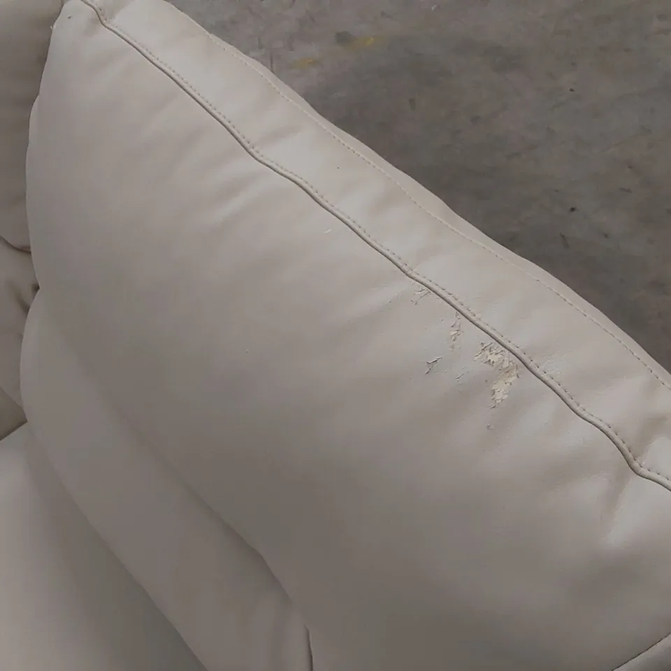 QUALITY DESIGNER 2-SEATER CREAM FAUX LEATHER SOFA