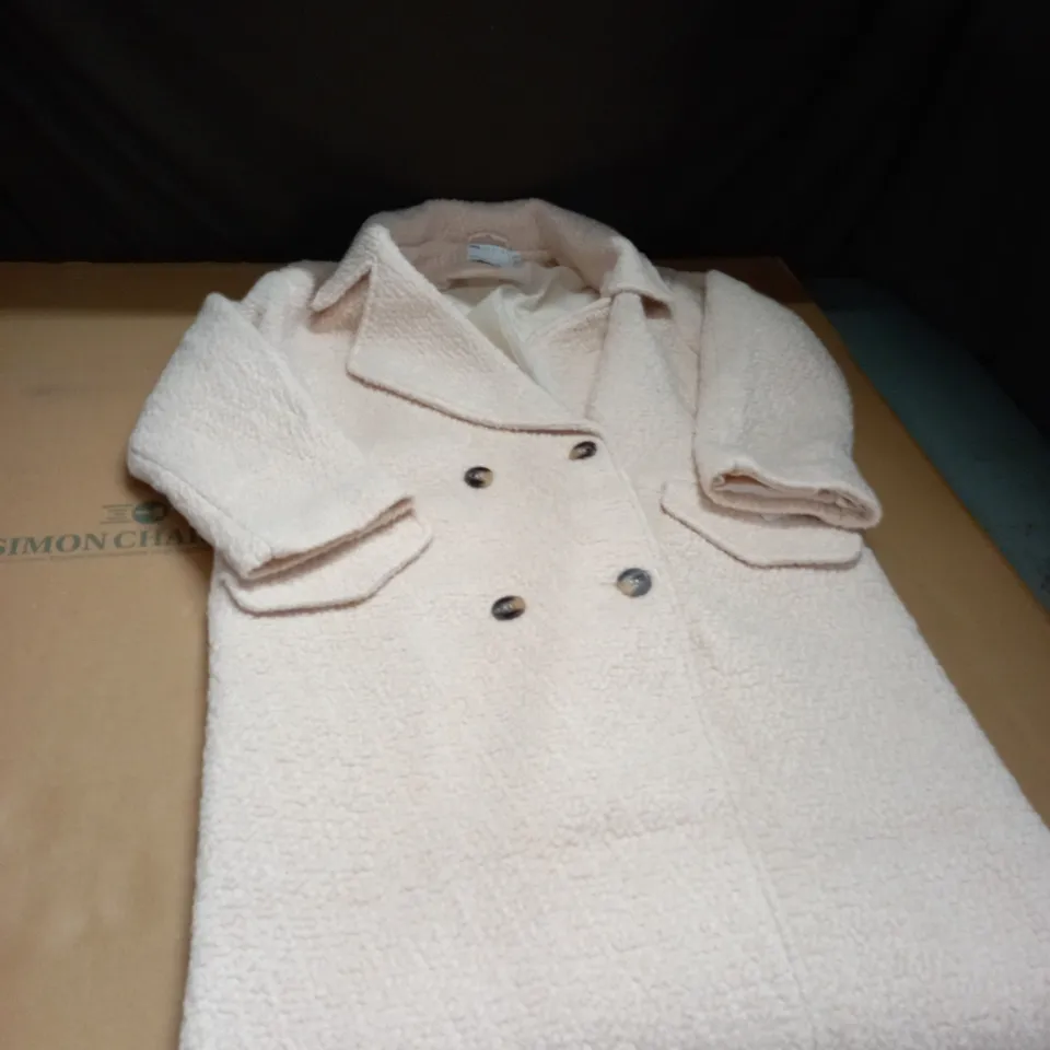 ASOS DESIGN SMART DOUBLE BREASTED BOUCLE WOOL MIX COAT SIZE 6