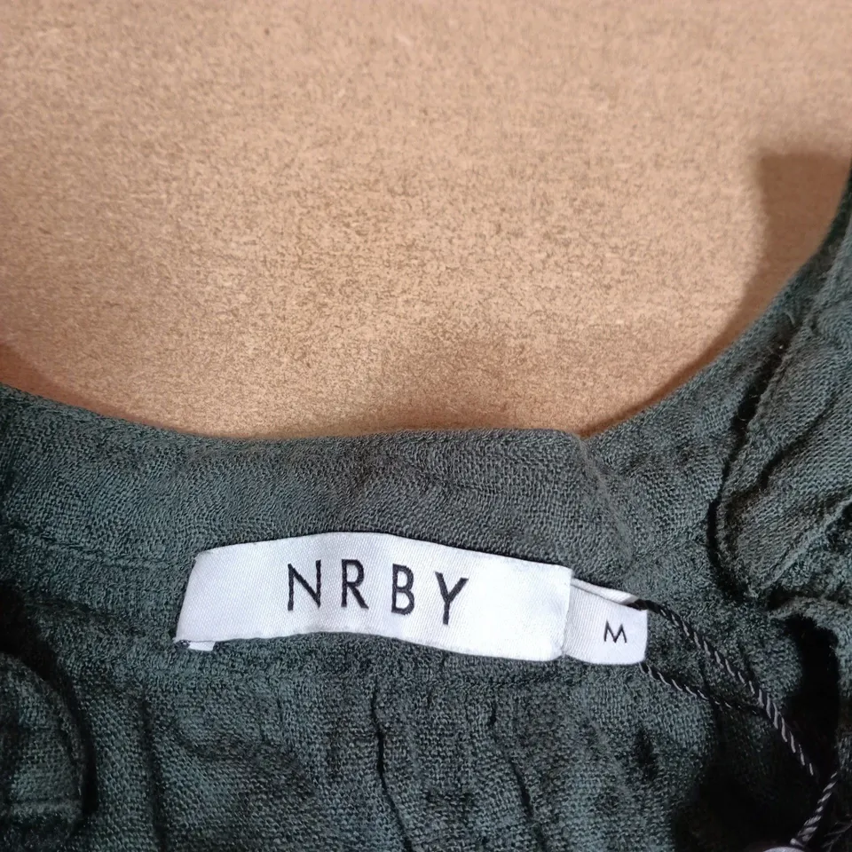 UK 12-14 NRBY ZELDA GAUZE LINEN TOP - KHAKI