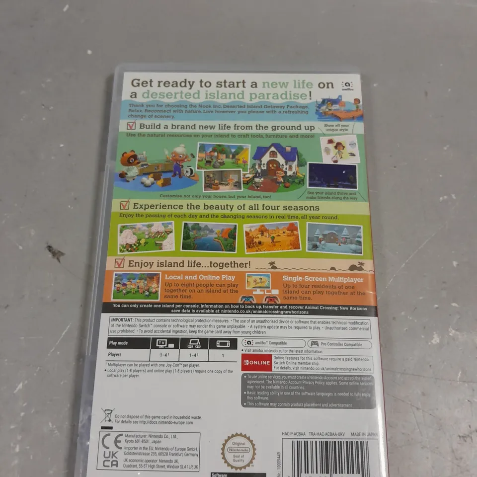 ANIMAL CROSSING NEW HORIZONS FOR NINTENDO SWITCH 