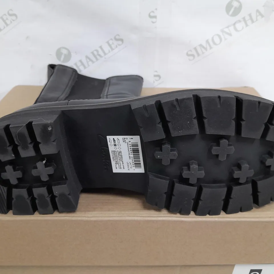 BOXED PAIR OF CLARKS ORLANNA CHELSEA BOOST IN BLACK - UK 7