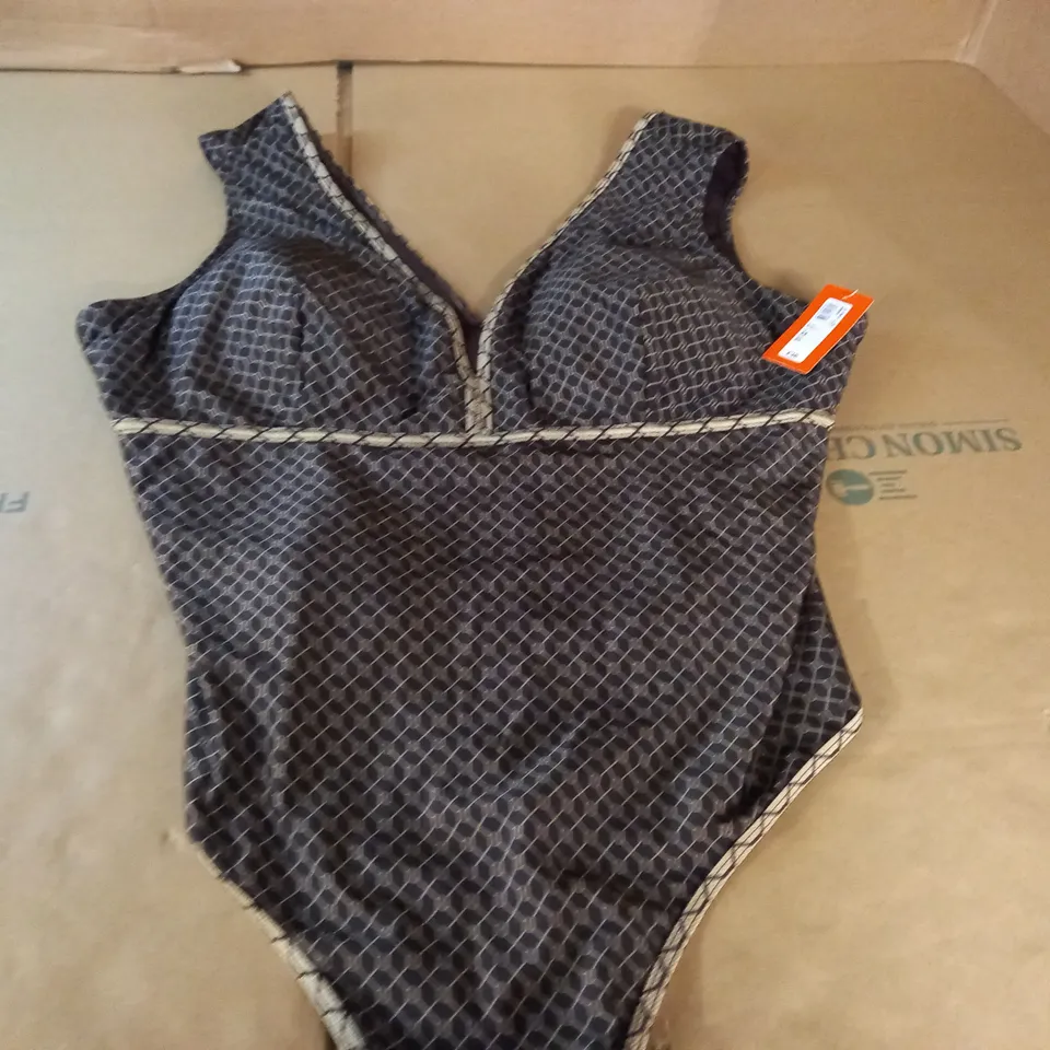 RIVER ISLAND RESORT BROWN ONE PIECE SWIMSUIT - UK 24