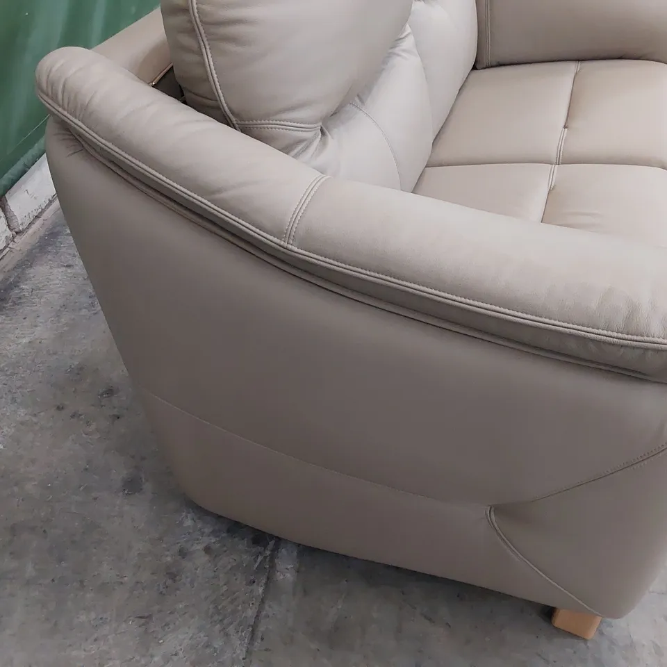 QUALITY BRITISH DESIGNER G PLAN JACKSON TWO SEATER SOFA CAMBRIDGE TAUPE LEATHER