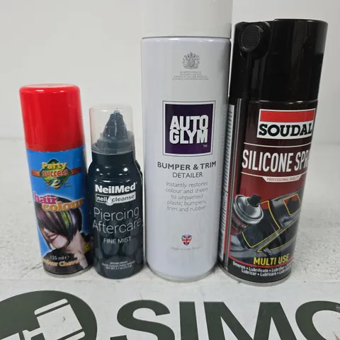 APPROXIMATELY 15 ASSORTED AEROSOLS TO INCLUDE HAIR COLOR SPRAY , SILICONE SPRAY AND AUTO GLYM