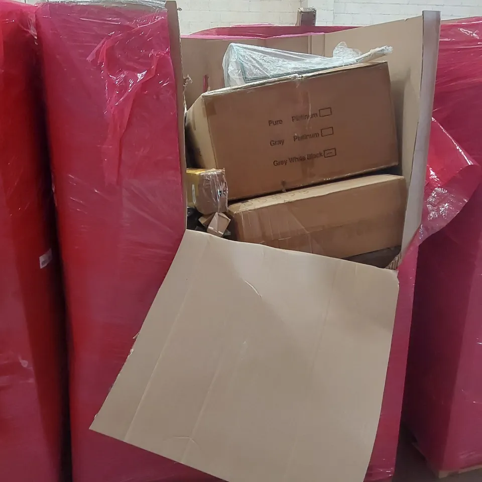 PALLET OF ASSORTED HOUSEHOLD GOODS AND PRODUCTS TO INCLUDE; GARDEN SPRINKLER, BRUSHLESS CHAINSAW, INDOOR INSECT KILLER ETC