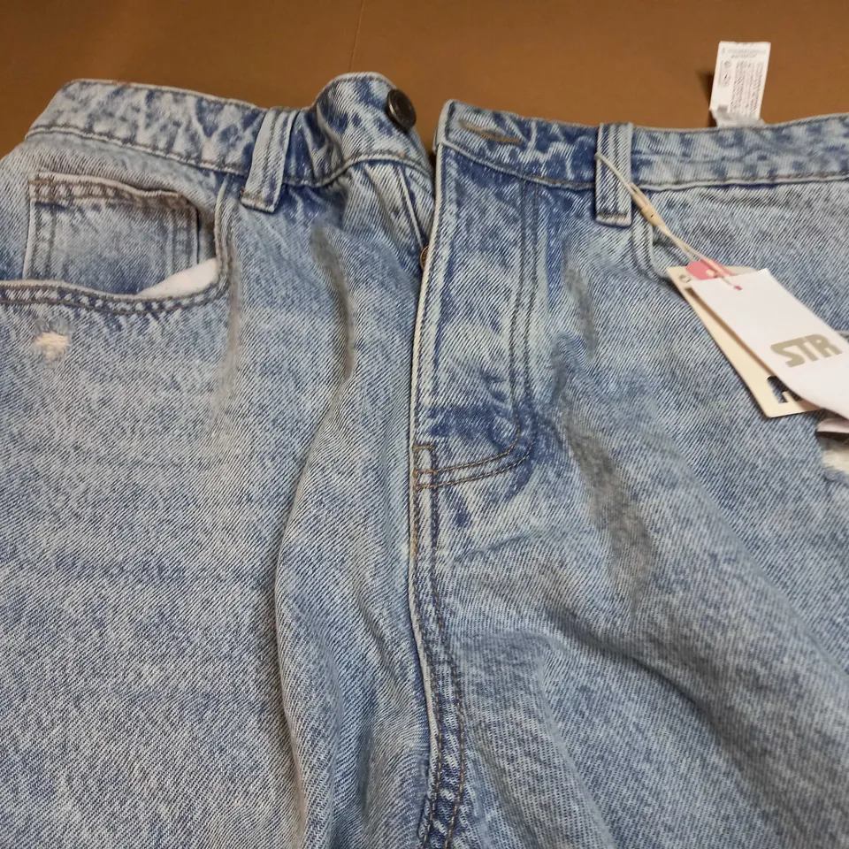 STR TEEN COLLECTION WASHED OUT BLUE JEAN SHORTS - UK 10