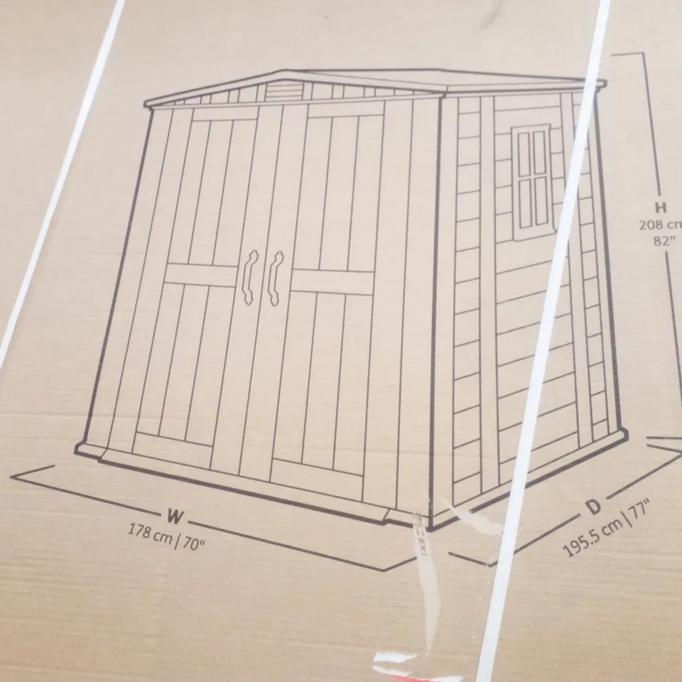BOXED KETER FACTOR 6×6 GARDEN SHED - BROWN 