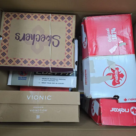 APPROXIMATELY 10 ASSORTED BOXED PAIRS OF SHOES IN VARIOUS SIZES, STYLES & COLOURS TO INCLUDE BRANDS SUCH AS SKECHERS, RIEKER, VIONIC, ETC