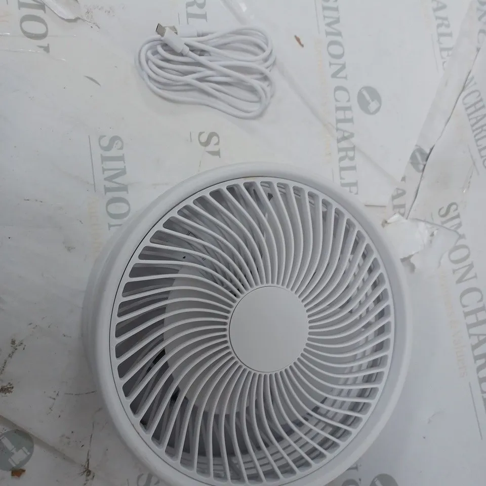 BELL & HOWELL ADJUSTABLE FOLDING RECHARGEABLE STAND FAN WHITE