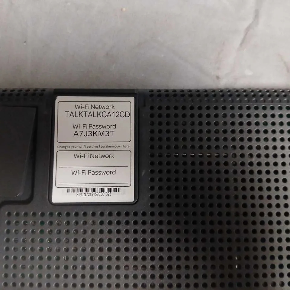 TALKTALK WI-FI ROUTER/HUB – NETWORK: TALKTALKCA12CD 
