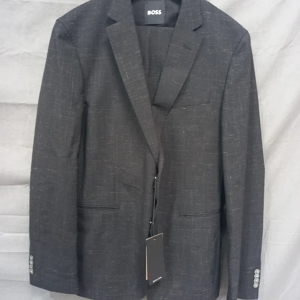 BOSS 2-PIECE WOOL BLEND SUIT IN BLACK SIZE 52