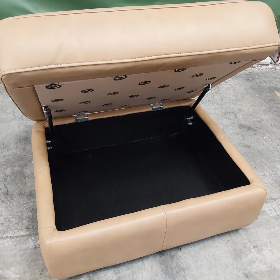 QUALITY BRITISH DESIGNER G PLAN STRATFORD STORAGE FOOTSTOOL REGENT SAND LEATHER 
