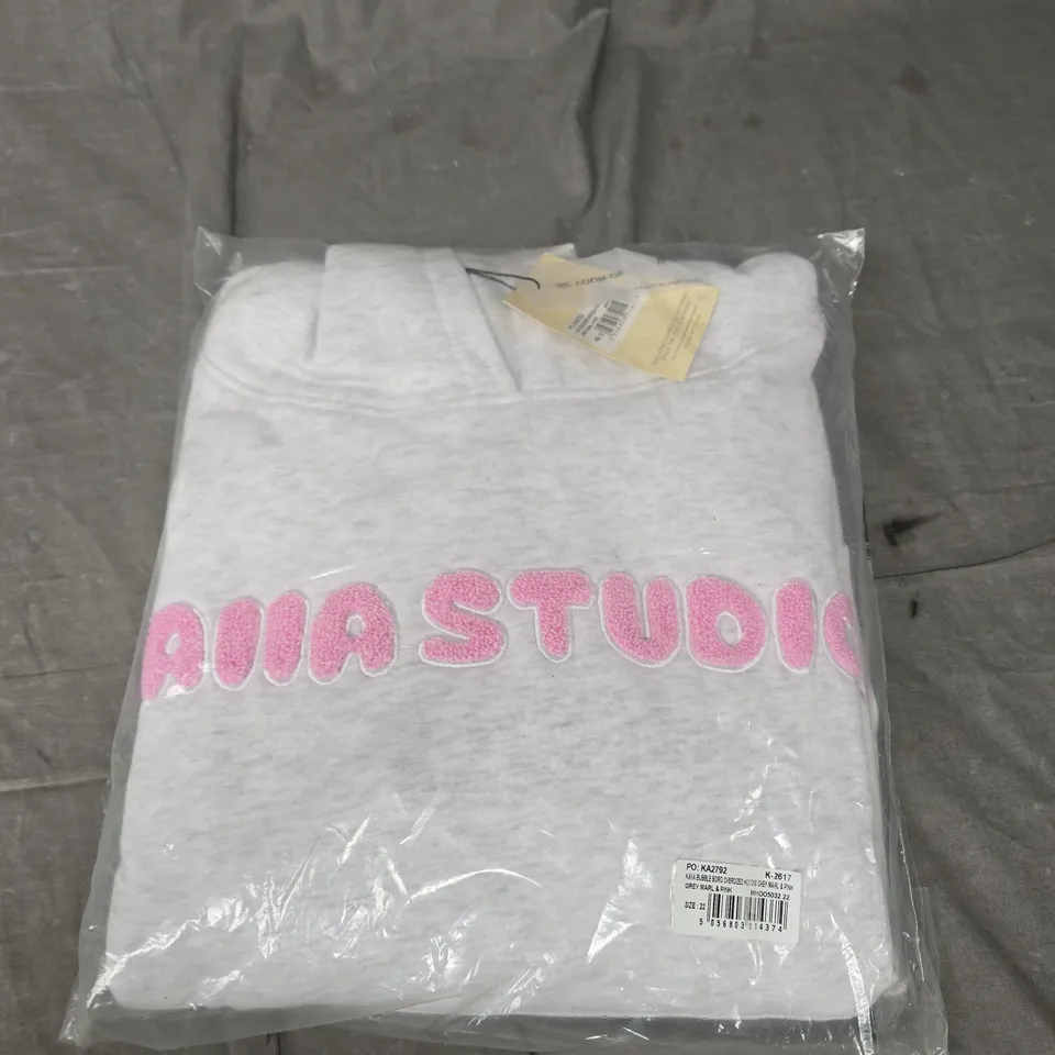 KAIIA BUBBLE BORG OVERSIZED HOODIE IN GREY MARL & PINK - 22