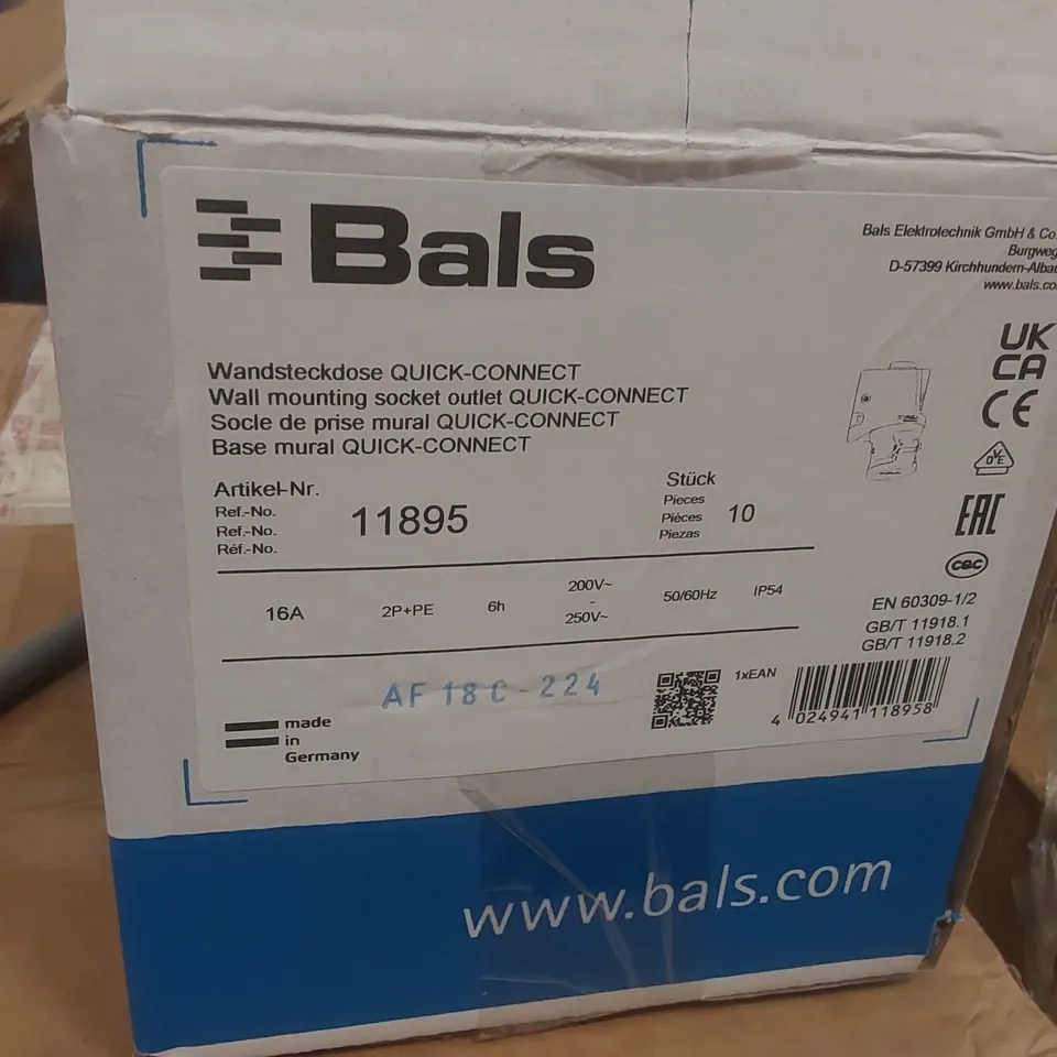 BOX CONTAINING APPROXIMATELY 10x BALS QUICK-CONNECT WALL MOUNTING SOCKETS