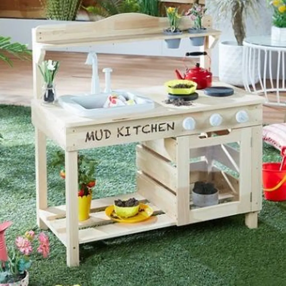 WOODEN MUD KITCHEN WITH WATER FUNCTION