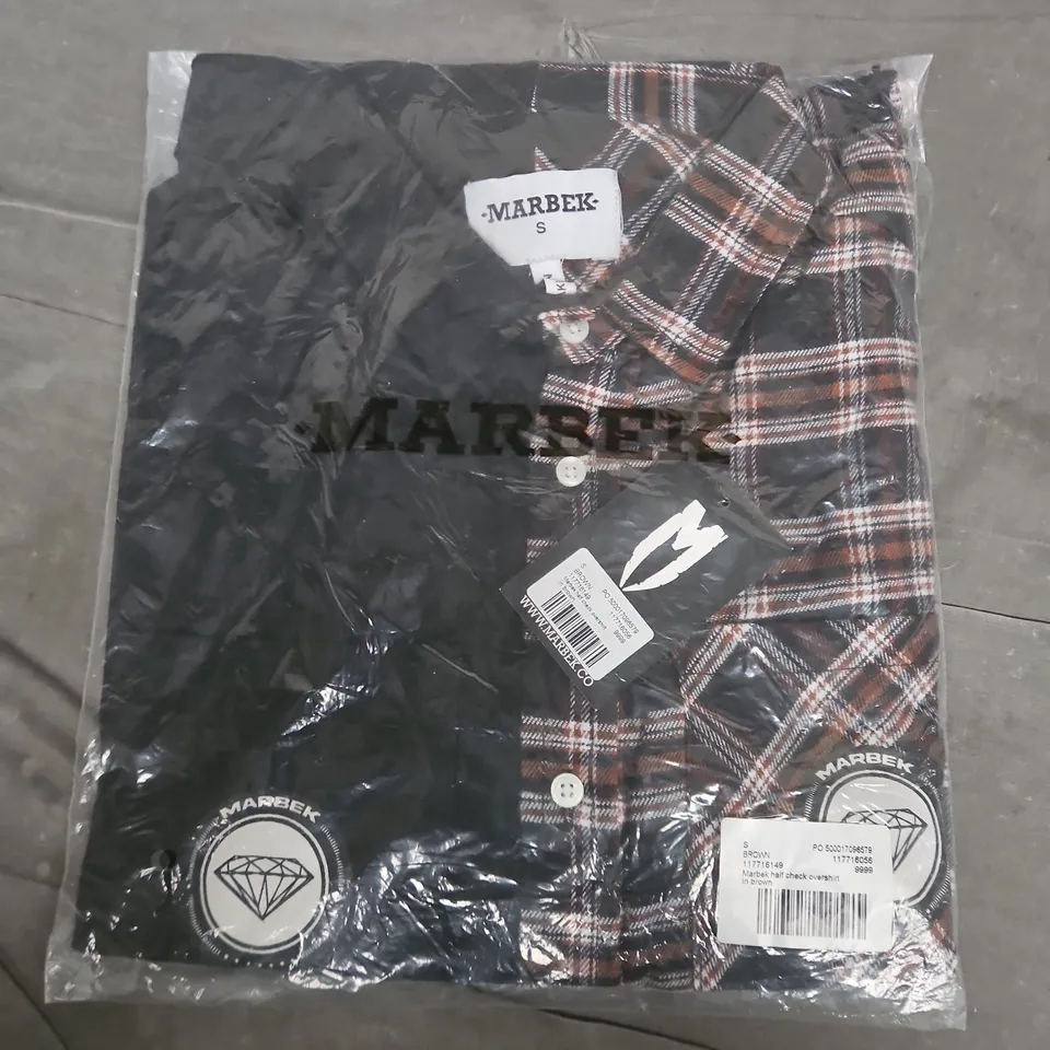 BAGGED MARBEK HALF CHECK OVERSHIRT IN BROWN/BLACK - SMALL