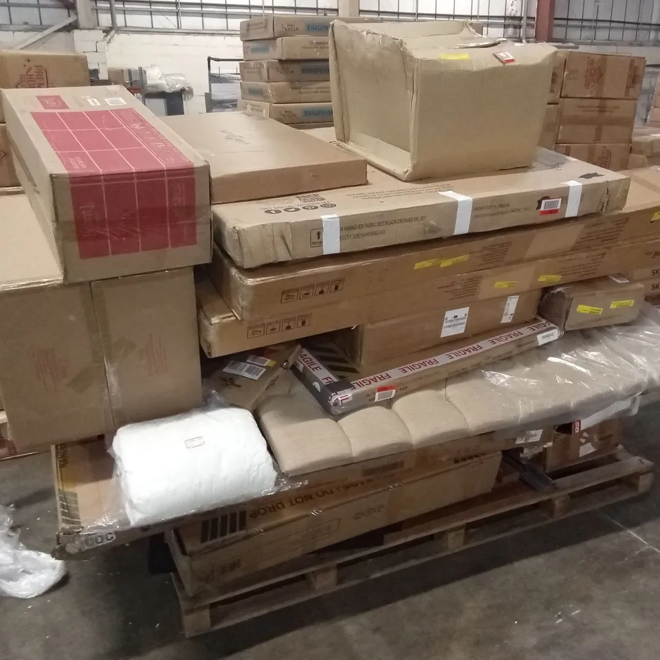 PALLET OF ASSORTED INCOMPLETE FURNITURE PARTS AND PIECES